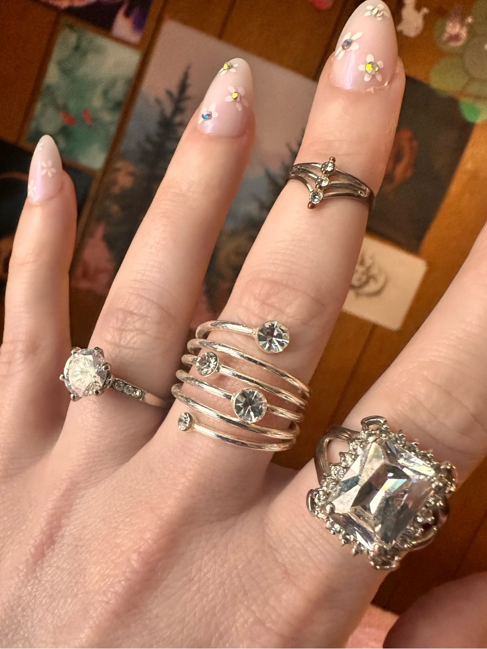 Express • Rhinestone Bling Silver Tone Ring Set